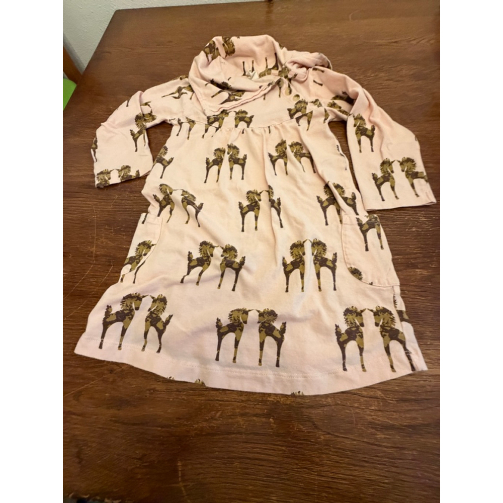 Kate Quinn Unicorn Print Dress 5Y Blush Pink Long Sleeve Pockets